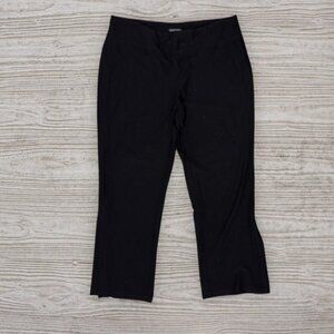 EILEEN FISHER Black Stretch Knit Split Ankle Athletic Cropped Pull On Pants L